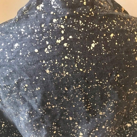 MICKEY LONDON Scarf Gold Metallic Splatter Gray Galaxy Star NWT - Picture 1 of 6